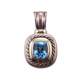 David Yurman Silver Gold Albion Topaz Pendant