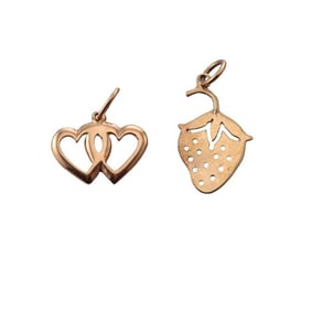 18k Gold Heart Strawberry Charm Lot