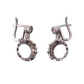 Midcentury Platinum Diamond Earrings Mounting