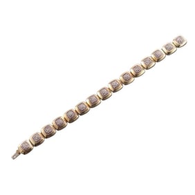 David Yurman Silver Gold Diamond Bracelet