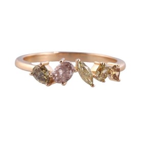 18k Gold Diamond Sapphire Half Band Ring