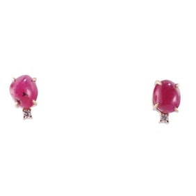 7.68ctw Natural Ruby Diamond Gold Stud Earrings