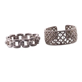 Judith Ripka Silver CZ Bracelet Lot of 2