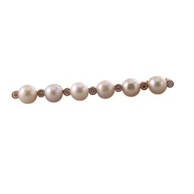 18k Gold Diamond Pearl Brooch Pin