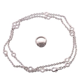 Judith Ripka Silver Ring Necklace Set