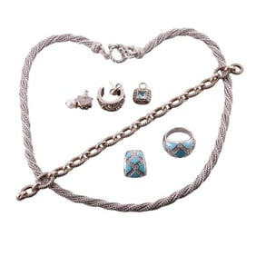 Mixed Silver Gemstone Jewelry Lot
