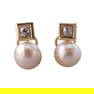 18k Gold Platinum Diamond Pearl Earrings