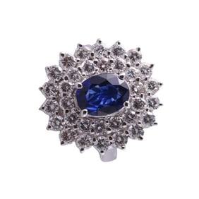 18k Gold Sapphire Diamond Cluster Ring