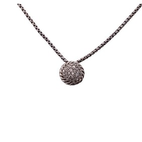 David Yurman Sterling Silver Diamond Pendant Necklace
