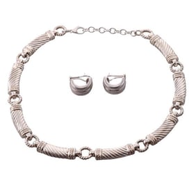 Judith Ripka Silver Necklace Earrings Lot