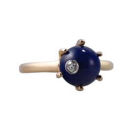 14k Gold Diamond Enamel Ring