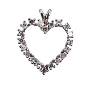 14k Gold Diamond Open Heart Pendant