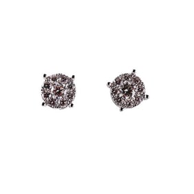 14k Gold Diamond Cluster Stud Earrings