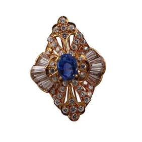 18k Gold Diamond Sapphire Cocktail Ring