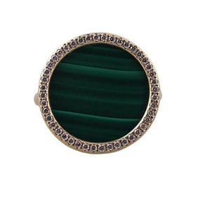 David Yurman 18k Gold Diamond Malachite Ring