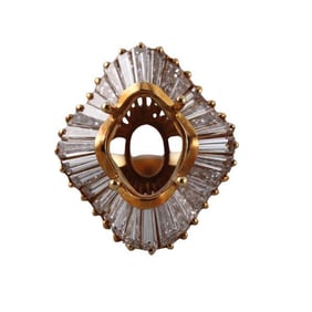 18k Gold Baguette Diamond Ring Setting