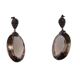 18k Gold Diamond Quartz Drop Earrings