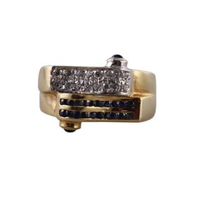 18k Gold Diamond Sapphire Ring