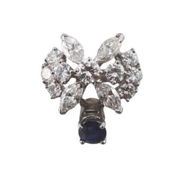 Tiffany & Co Platinum Diamond Sapphire Brooch Pin