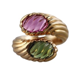 Boucheron 18k Yellow Gold Tourmaline Bypass Ring