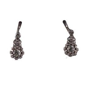 Midcentury Platinum Diamond Drop Earrings