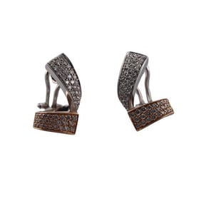 18k Two Tone Gold Diamond Earrings