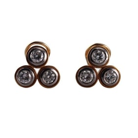 18k Two Tone Gold Diamond Earrings