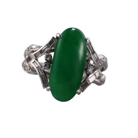 Platinum Diamond Jade Ring