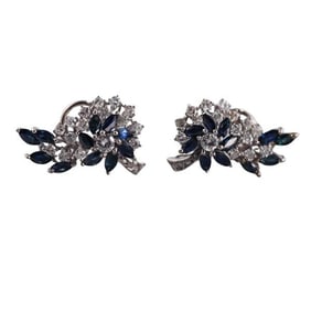 18k Gold Sapphire Diamond Cocktail Earrings