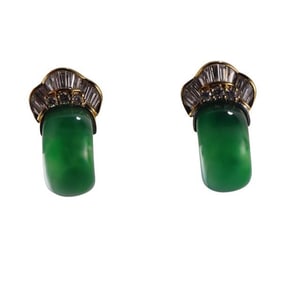 18k Gold Diamond Jade Earrings