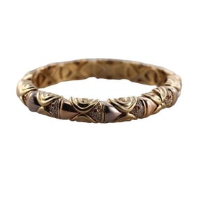 18k Tri Color Gold Diamond Ruby Cuff Bracelet