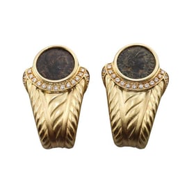 Tinelli 18k Yellow Gold Diamond Coin Earrings