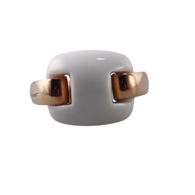 Ferragamo Rose Gold White Agate Ring