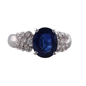 18k Gold Diamond Sapphire Engagement Ring