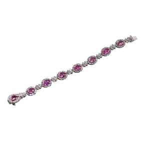 18k Gold Diamond Pink Sapphire Bracelet