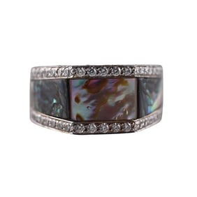 18k Gold Diamond Mother Of Pearl Ring