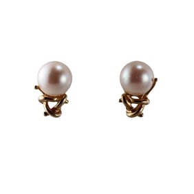 14k Gold Pearl Stud Earrings