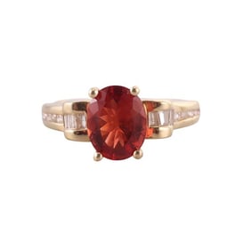 14k Gold Citrine Diamond Ring