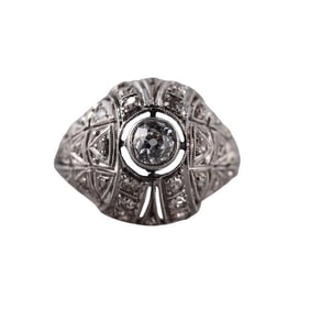 Art Deco Platinum Old Mine Cut Diamond Ring