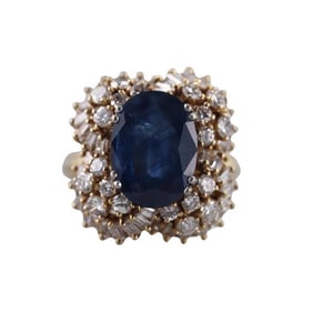 18k Gold Diamond Sapphire Ring