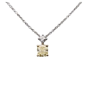 Tiffany & Co Lucida 0.71ct Fancy Yellow Diamond Gold Platinum Necklace