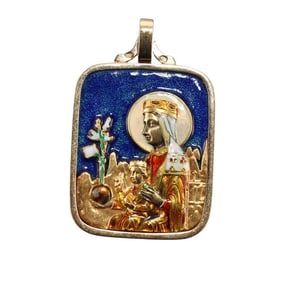 Masriera Y Carrera 18k Gold Enamel St. Mary Pendant