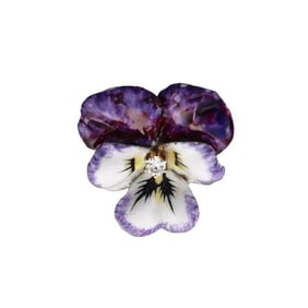 Antique 14k Gold Enamel Diamond Pansy Flower Brooch