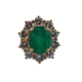 18k Gold Diamond Emerald Ring
