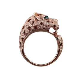 14k Rose Gold Diamond Emerald Panther Ring