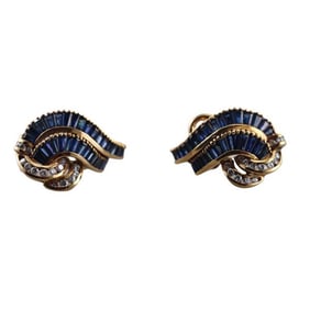 18k Gold Diamond Sapphire Earrings