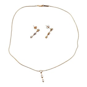 Jose Hess 18k Gold Diamond Necklace Earrings Set