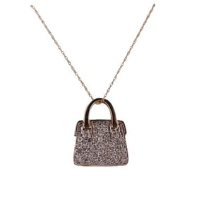 14k Gold Diamond Purse Pendant Necklace