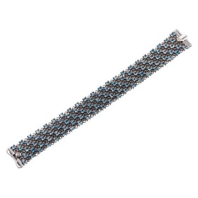14k Gold Diamond Blue Topaz Bracelet