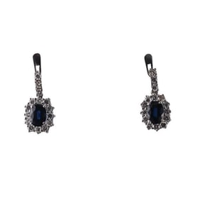 18k Gold Diamond Sapphire Earrings